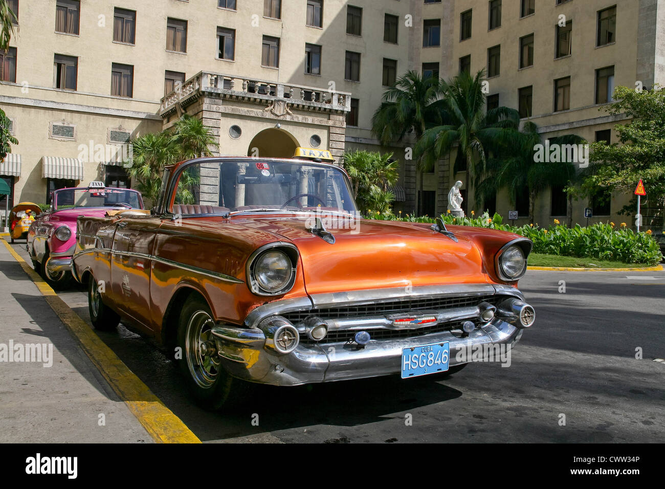 Front entrance of Nacional de Cuba hotel, Vedado, Plaza, Ciudad de la Habana, Havana, Cuba Stock Photo