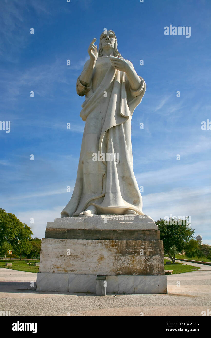 Statue of Jesus which looks over Havana Bay, Vedado, Ciudad de la Habana, Havana, Cuba Stock Photo