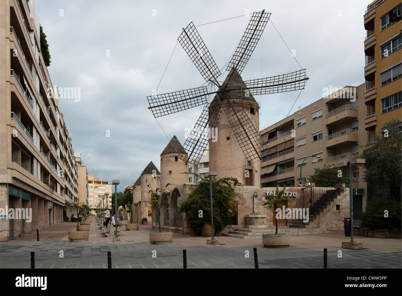 Renovated Windmills in Palma, Mallorca, Spain -1 Stock Photo