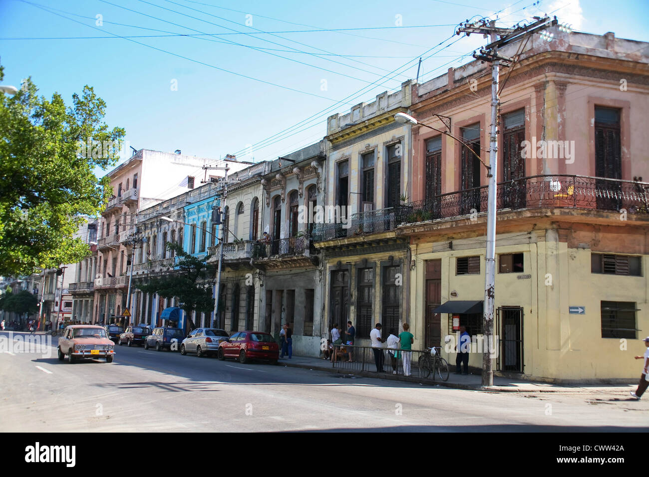 San Lazaro Street, Vedado, Plaza, Ciudad de la Habana, Havana, Cuba Stock Photo