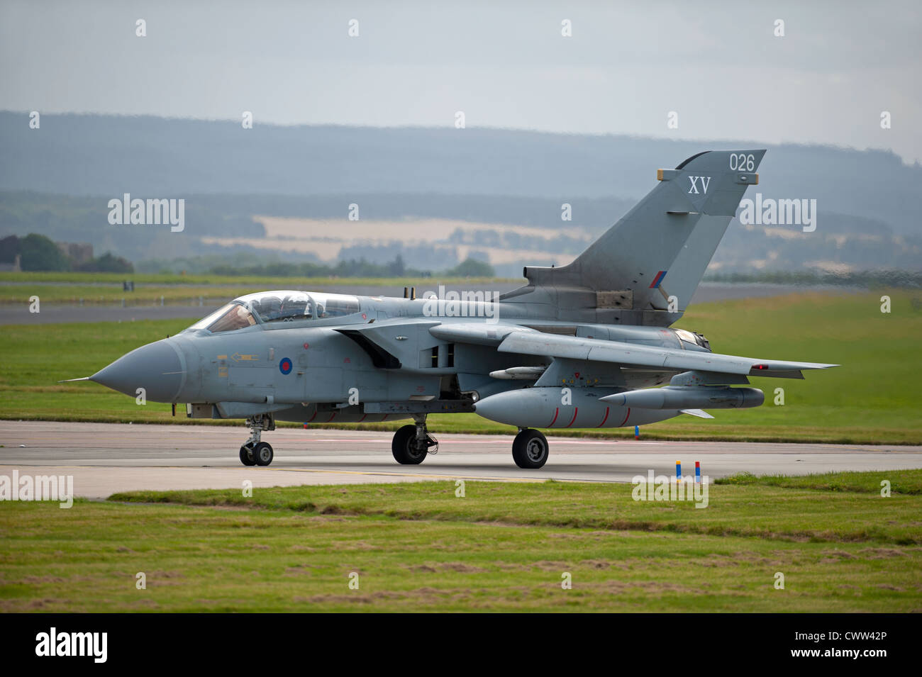 Panavia GR4 Tornado preparing for take off from RAF Lossiemouth on the Moray Firth.  SCO 8357 Stock Photo