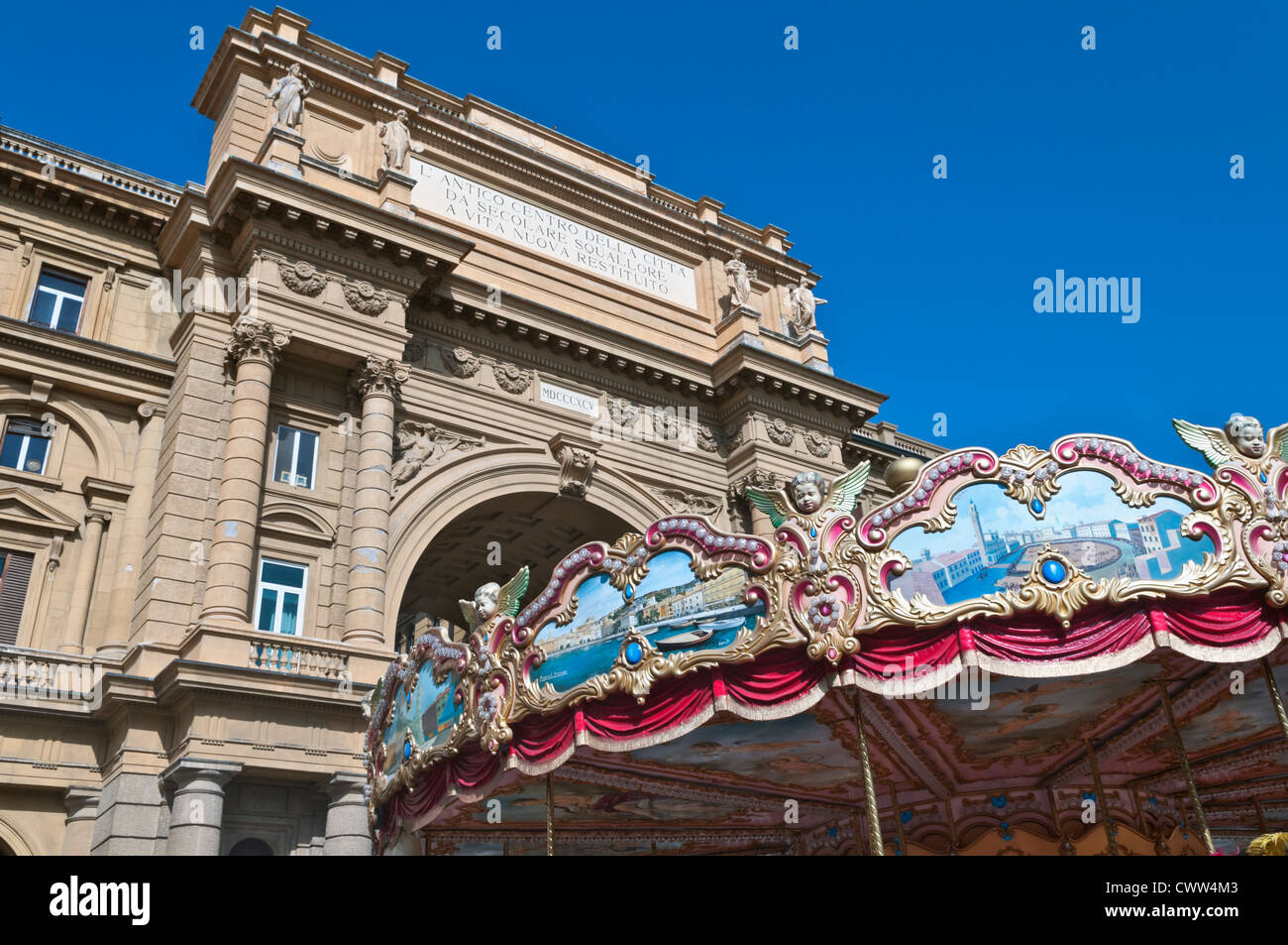 Arcone Triumphal arch Piazza della Repubblica Florence Tuscany Italy Stock Photo