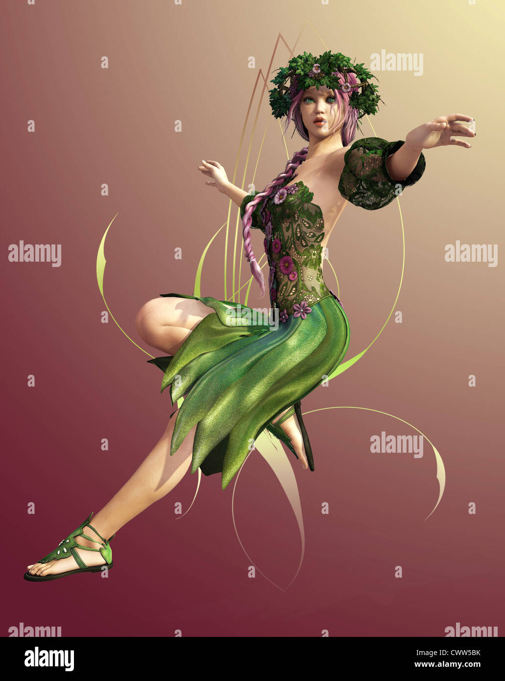 a fairy like girl that represented the springtime Stock Photo