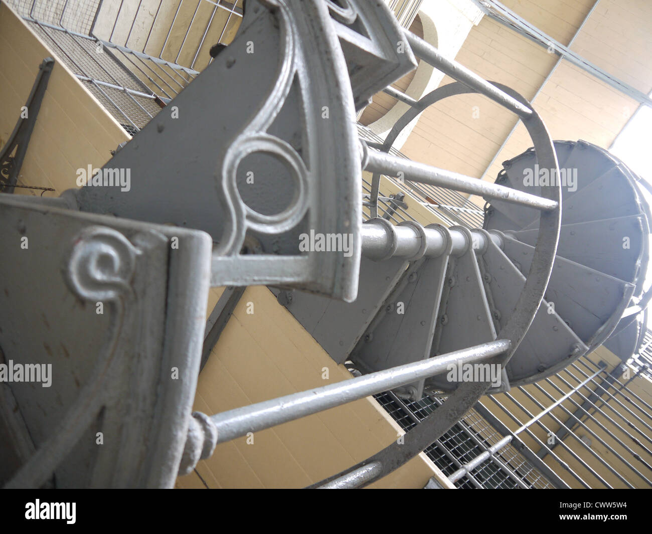 Spiral staircase, East wing, Kilmainham Gaol, Dublin, Ireland Stock Photo