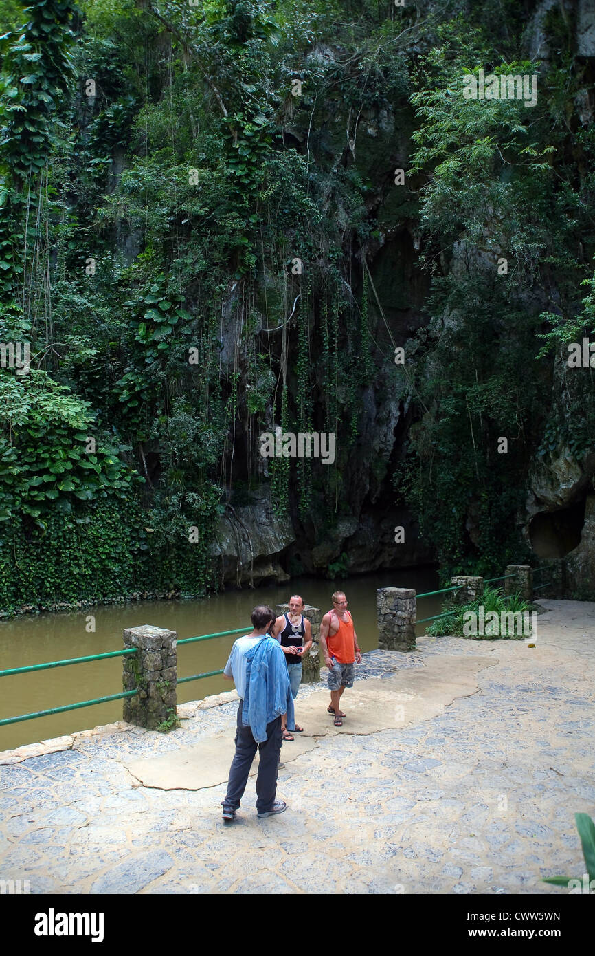 Sendero Cueva del Indio cave, Valle de Vinales, Valle de Vieales Valley, Pinar del Rio, Cuba Stock Photo