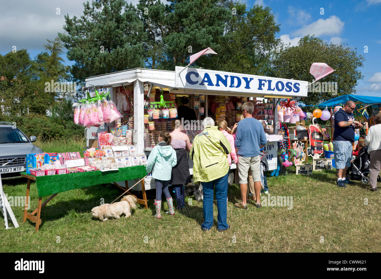 People at Candy floss and sweets stand Egton Show in summer North York