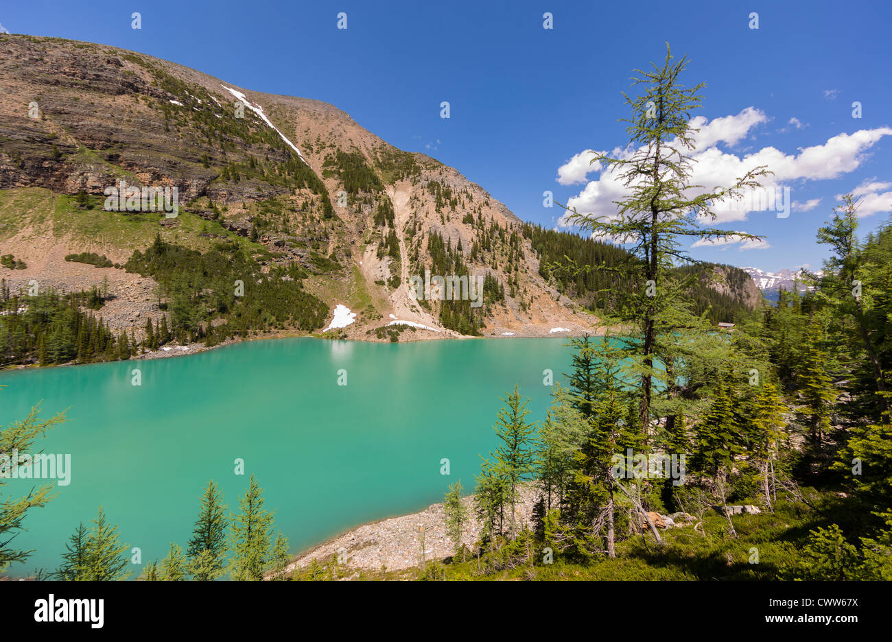 ALBERTA, CANADA - Lake Agnes, a glacial lake in Banff National Park. Stock Photo