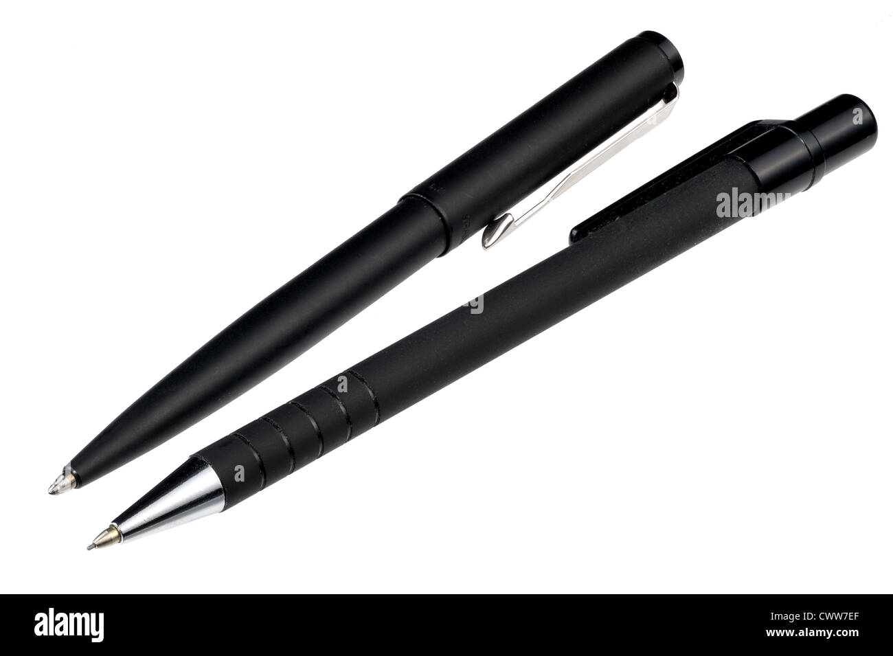 Black ball pen and the black mechanical pencil, isolated, hyper DoF Stock Photo Alamy