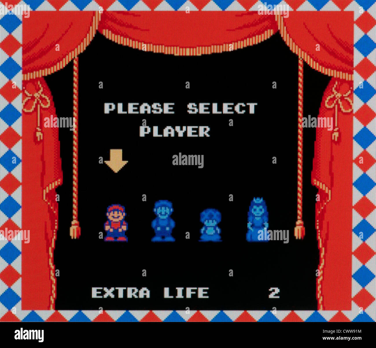 Super Mario video game - player select screen Stock Photo