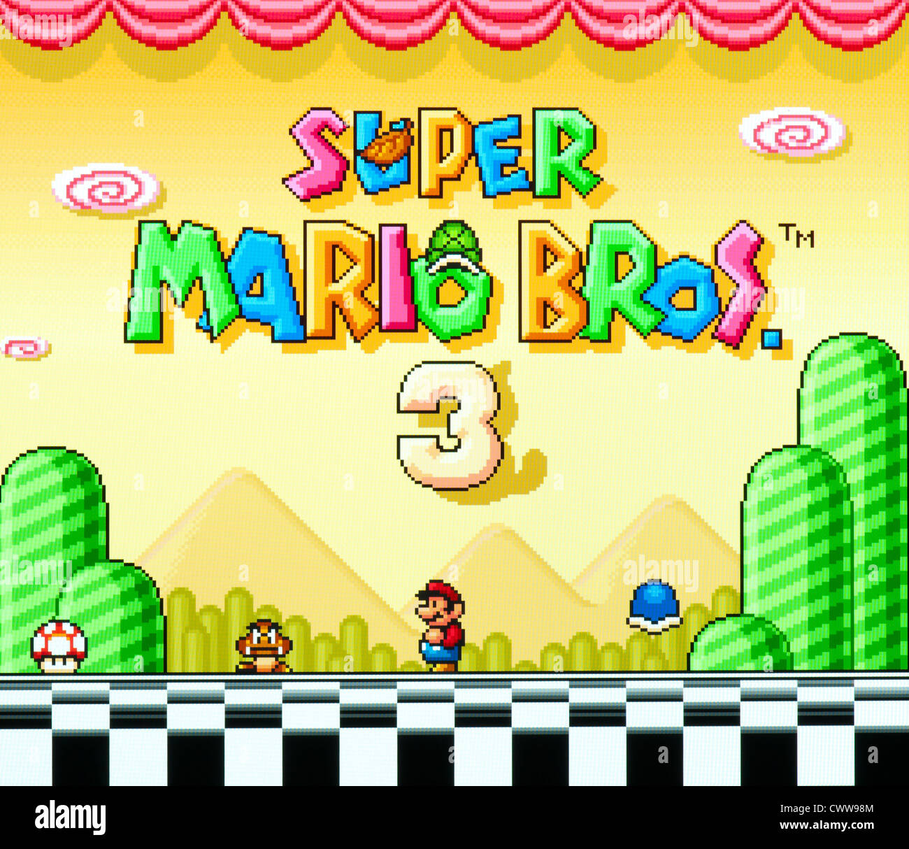 Super Mario bros 3 - title screen Stock Photo