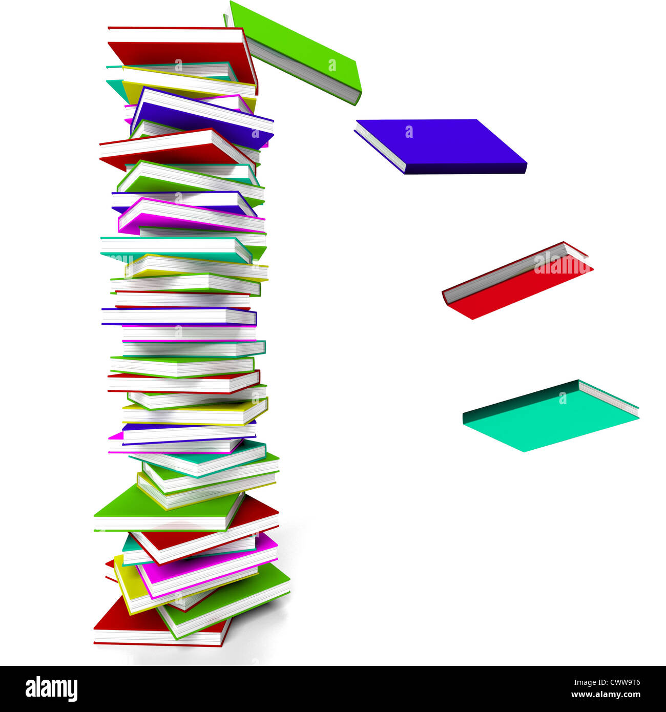 Stack Of Books With Some Falling Represents Learning And Education