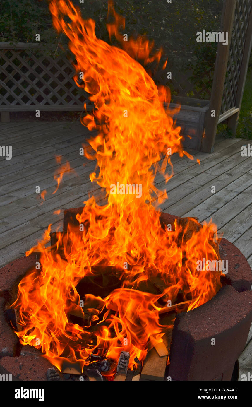 Bonfire on the deck. Stock Photo