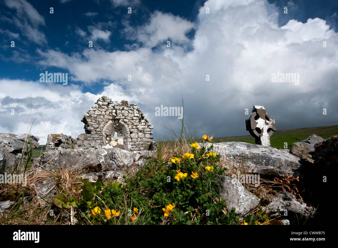 Stone ruins in rural landscape Stock Photo