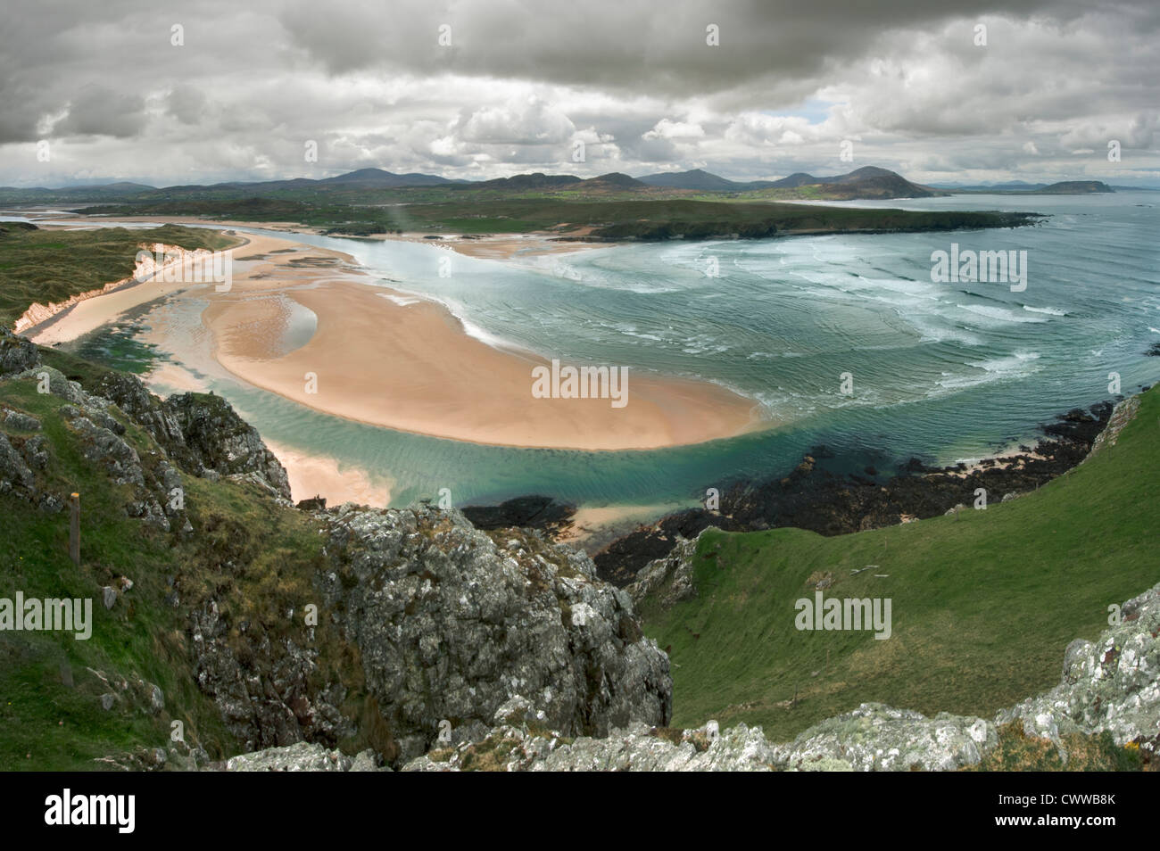 Aerial view of sandbar on beach Stock Photo