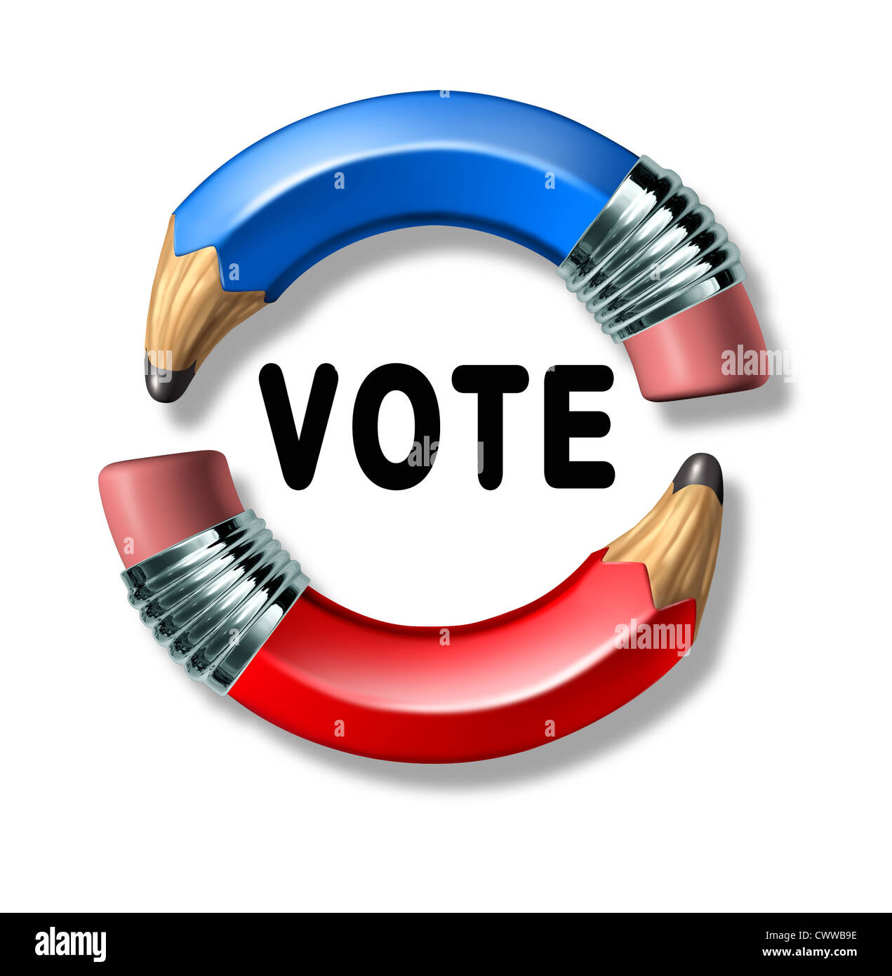 Vote symbol with curved pencils Stock Photo