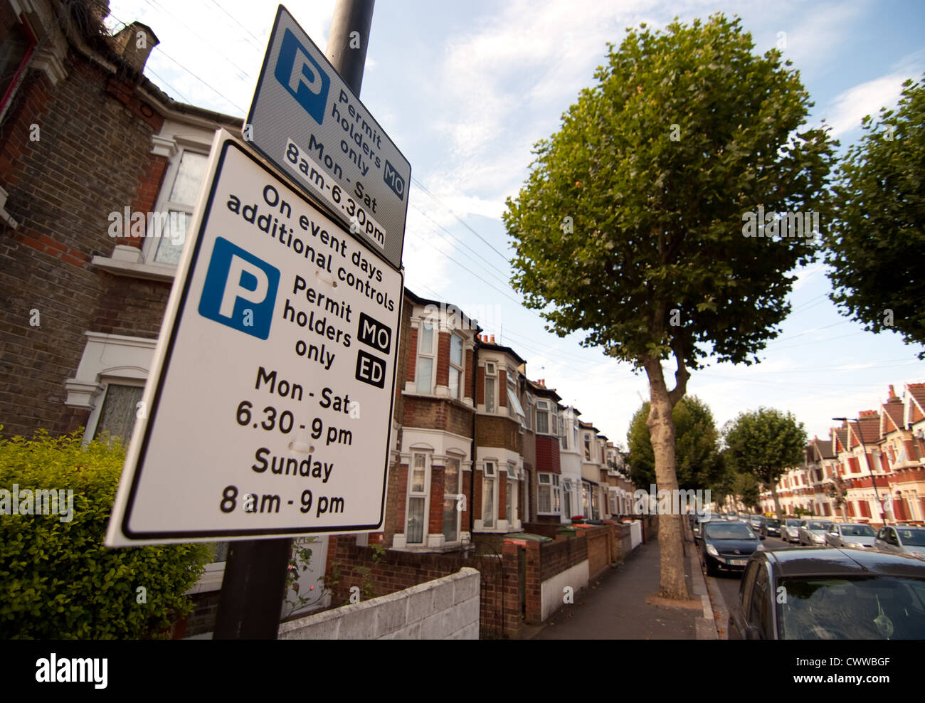 Permit holders only parking sign from the London borough of newham during the London 2012 Olympic games Stock Photo