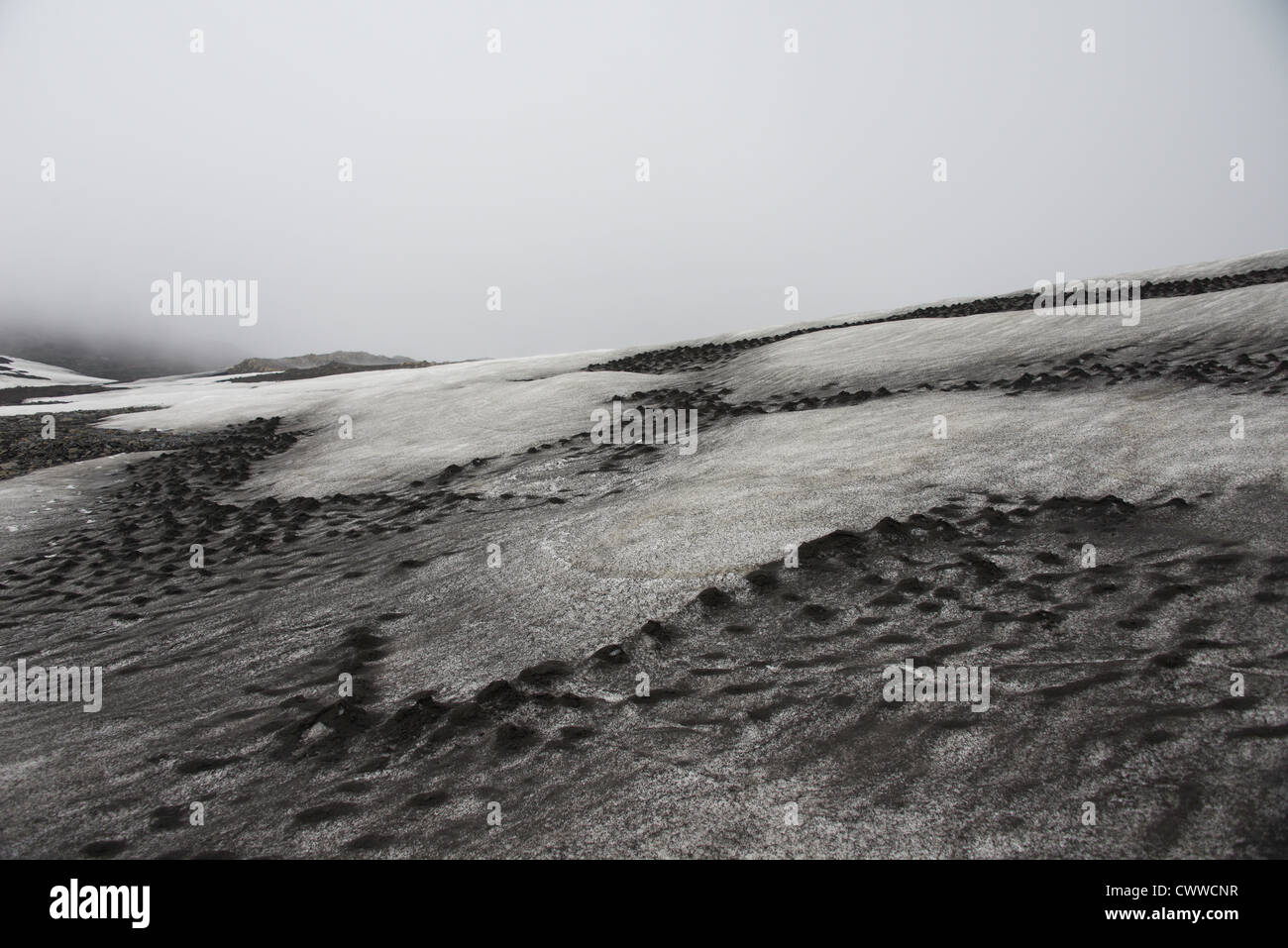 Snow in frozen rocky landscape Stock Photo