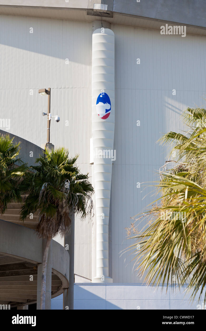 Baseball bat shaped column covers on Tropicana Field Stadium in St