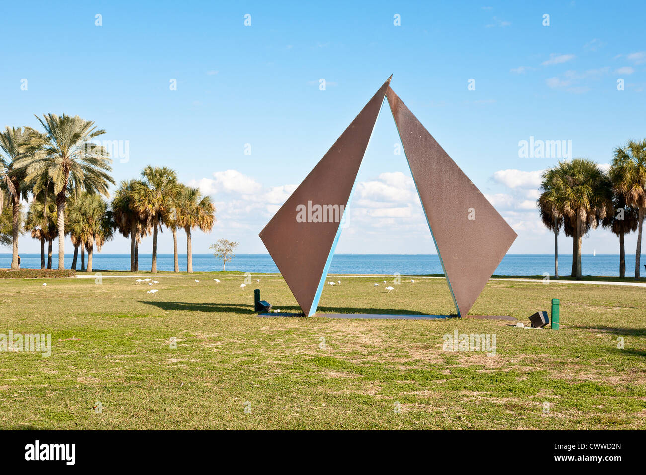 Truth sclupture by Rolf Brommelsick at Vinoy Park in downtown St. Petersburg waterfront Stock Photo
