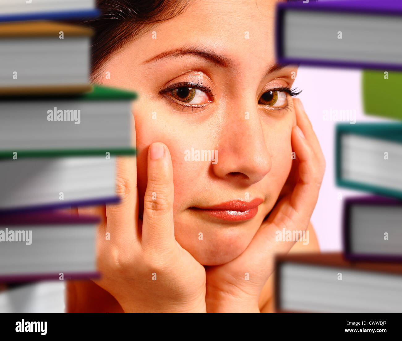 student-worrying-about-many-books-to-read-stock-photo-alamy