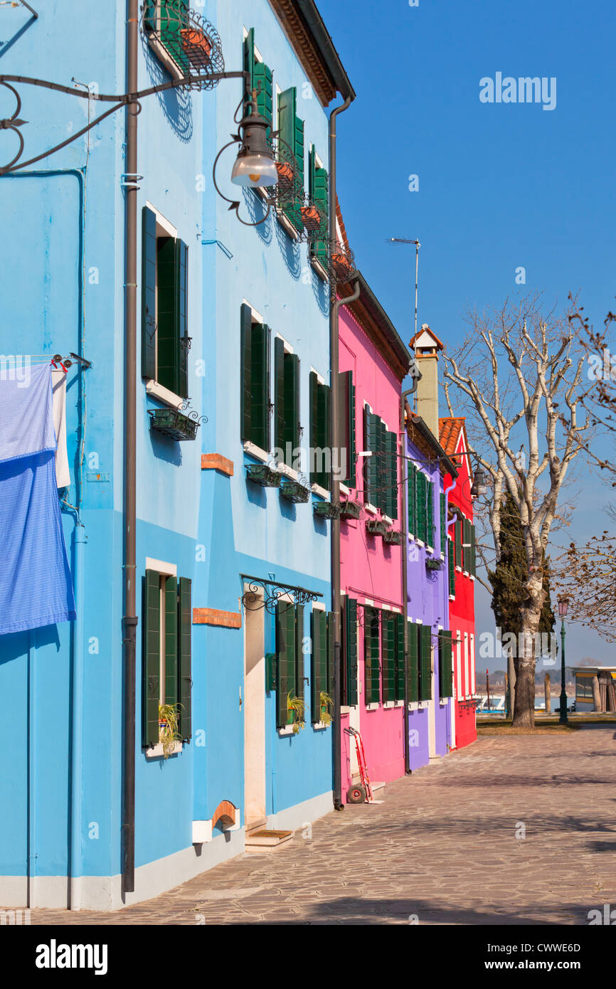 Colorful houses in the island of Burano near Venice, Italy Stock Photo ...