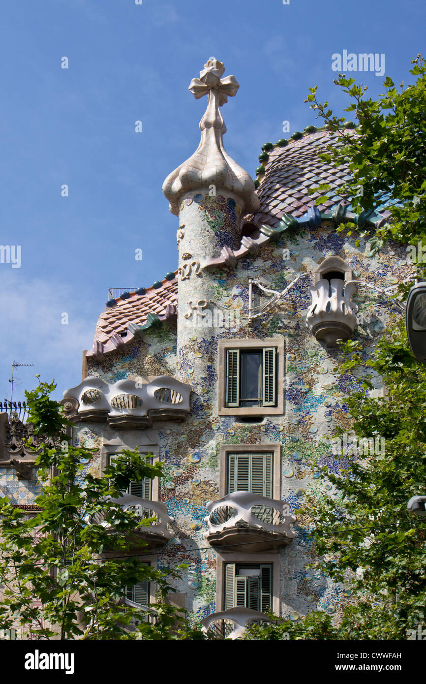 Architect Antoni Gaudí's designed Apartment House in Barcelona Spain called Casa Batlló Stock
