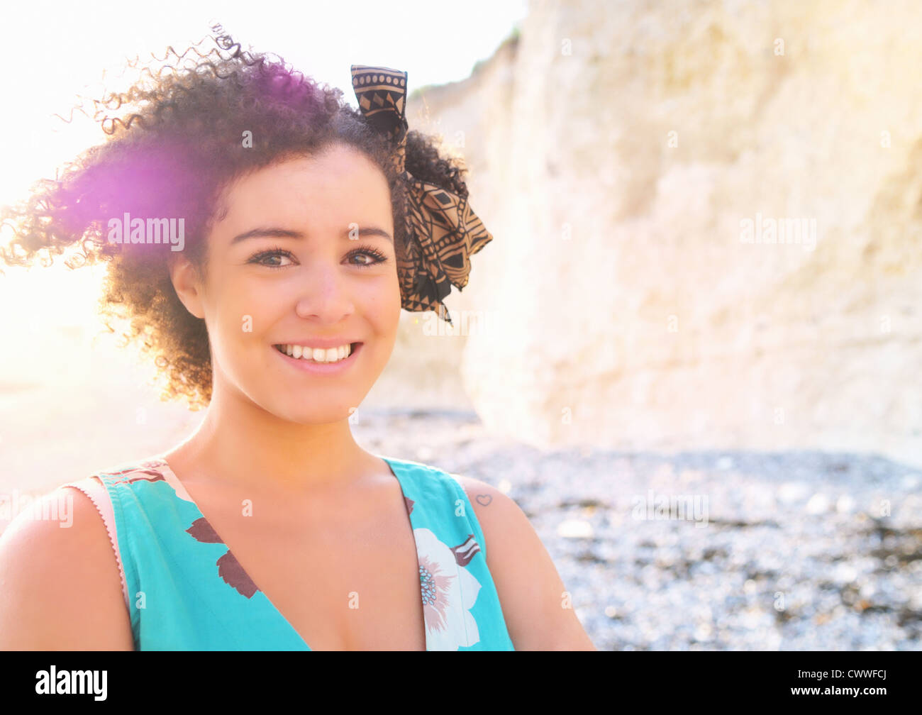 Close up of womans smiling face Stock Photo - Alamy