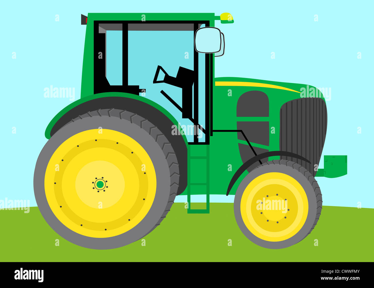 illustration of a tractor on a field Stock Photo - Alamy