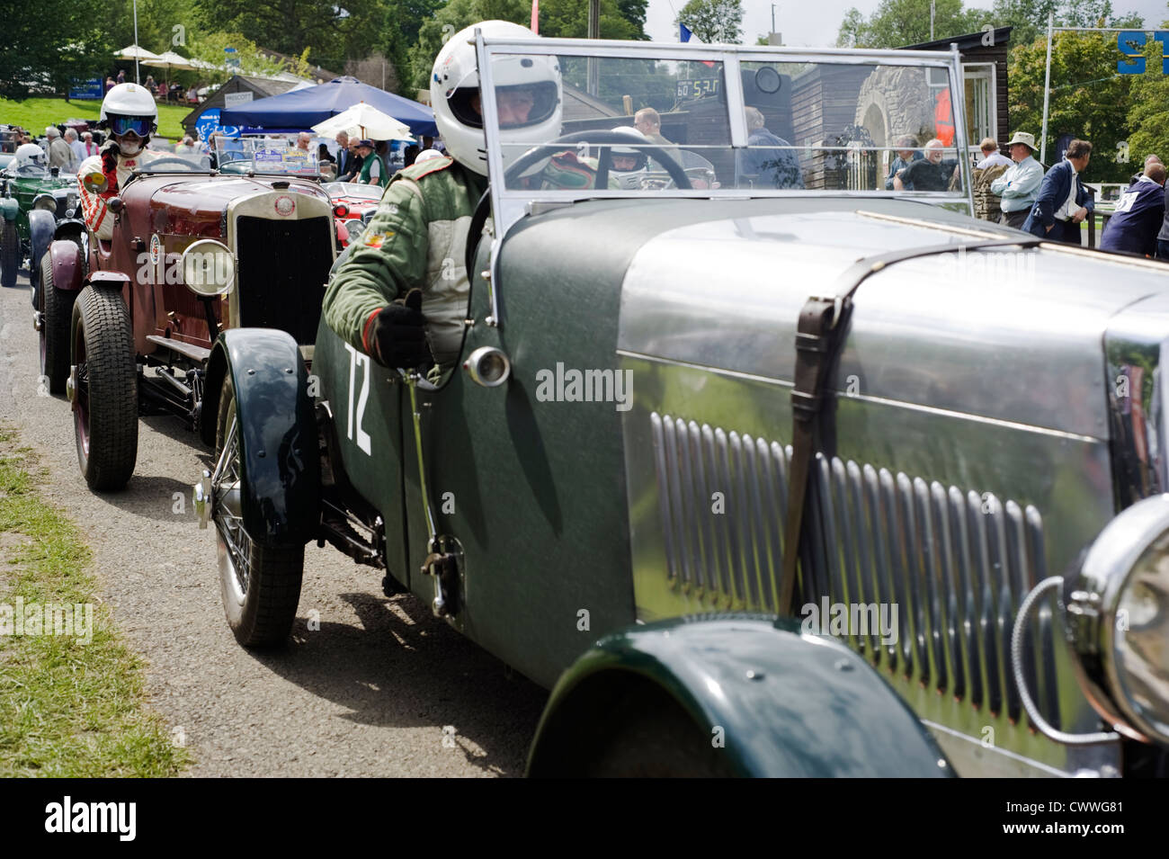 Vintage Cars At A VSCC Event Lining Up To Do A Timed Run Up The Hill At 