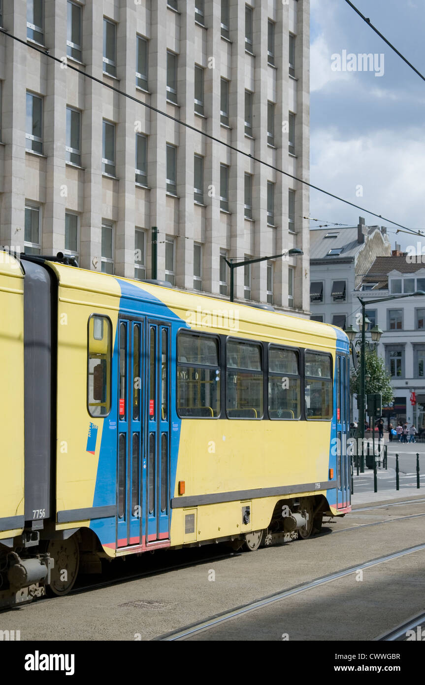 A street tram in Brussels Belgium Stock Photo