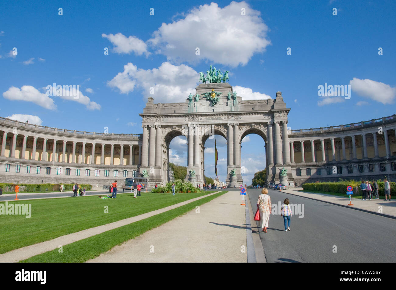 The triumphal arch in Parc du Cinquantenaire in Brussels Belgium Stock Photo