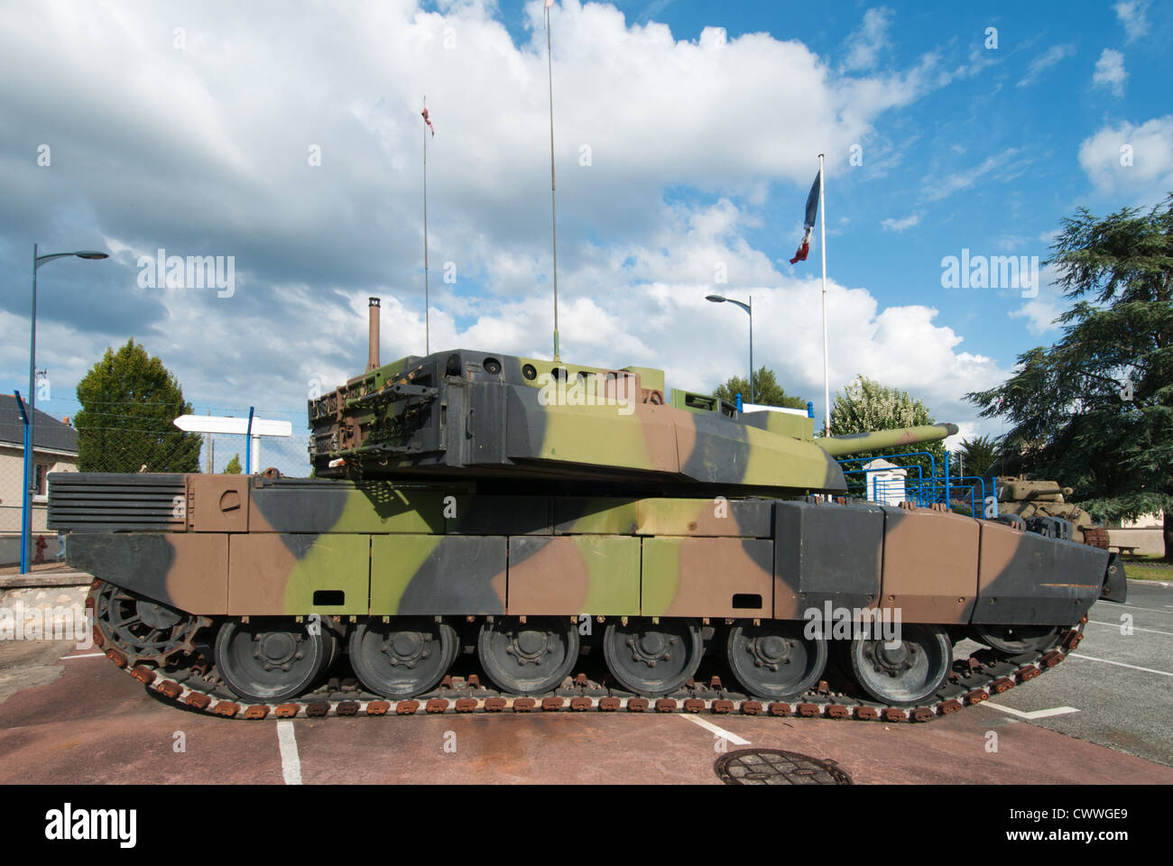 A camouflaged tank at Musee des Blindes, the tank museum at Saumur, Loire Valley, France. Stock Photo