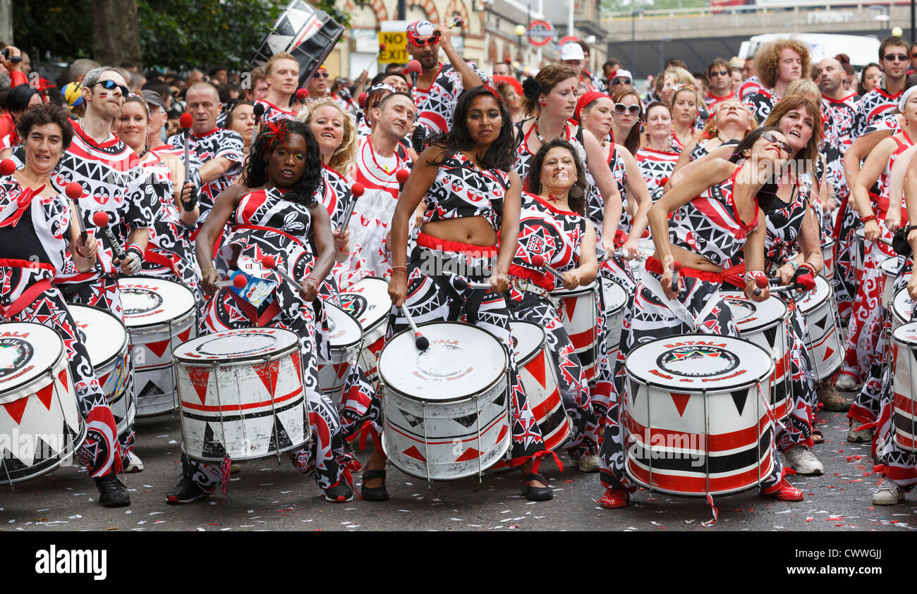 Notting Hill Carnival in London, drumming group Batala Stock Photo - Alamy