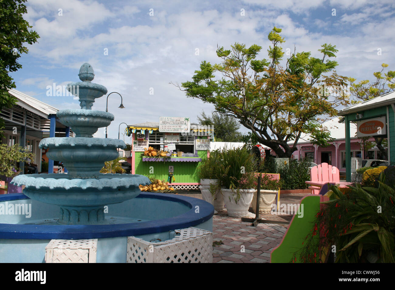 grand bahamas island freeport bahama our lucaya blue water fountain cityscape lucayan Stock Photo