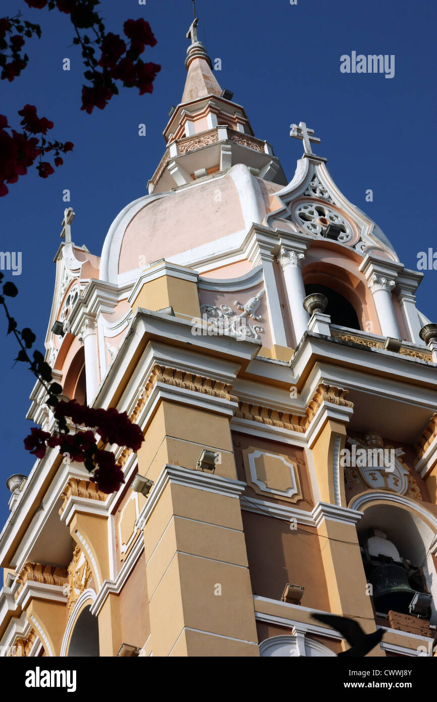 Colonial church inside the old city of the UNESCO [World Heritage Site] of Cartagena, Colombia South America Stock Photo