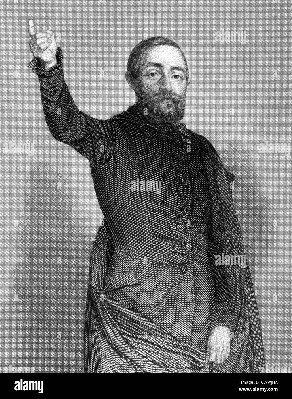 Adolf Fischhof (1816-1893) on engraving from 1859.  Hungarian-Austrian writer and politician. Stock Photo