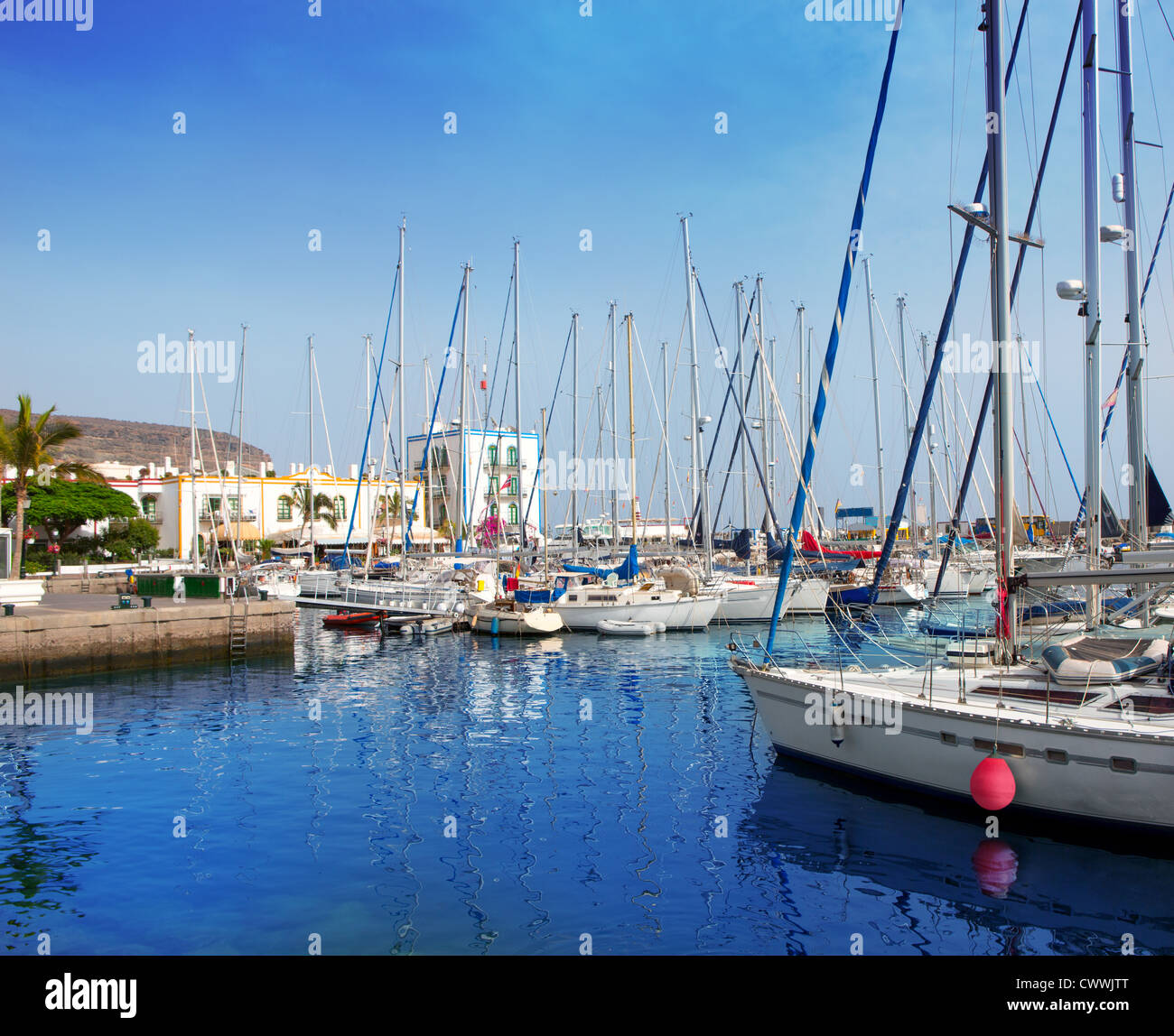 Gran canaria Puerto de Mogan marina boats in Canary Islands Stock Photo