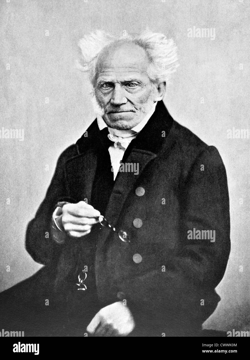 Arthur Schopenhauer (1788-1860) on antique print from 1898. German philosopher. Stock Photo