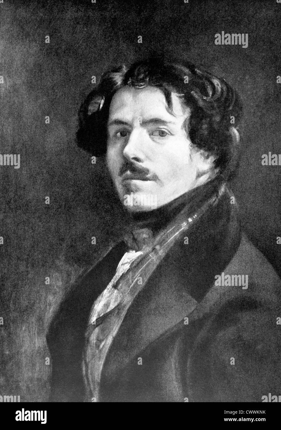 Eugene Delacroix (1798-1863) on antique print from 1898. French ...