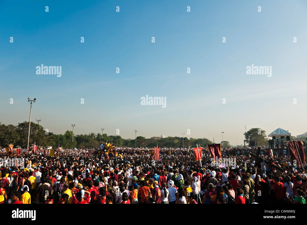 Millions of people attended the annual commemoration of the Feast of the Black Nazarene in Manila on January 9, 2010. Stock Photo