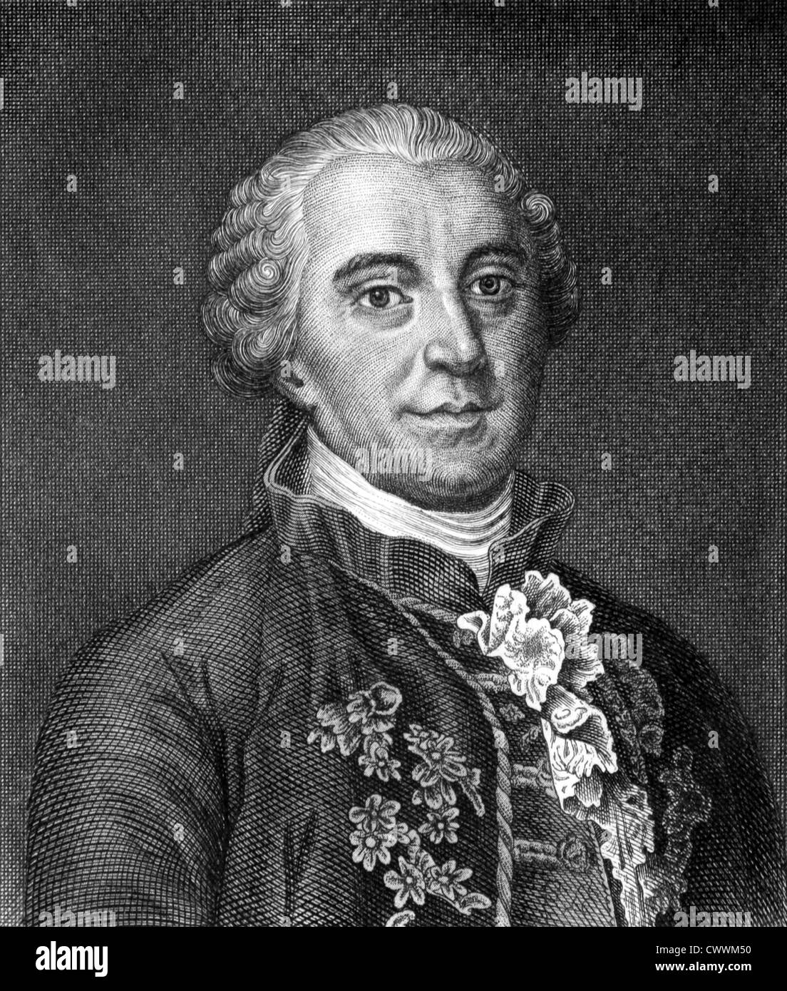 Georges-Louis Leclerc, Comte de Buffon (1707-1788) on engraving from 1859. French naturalist,mathematician,cosmologist & author. Stock Photo