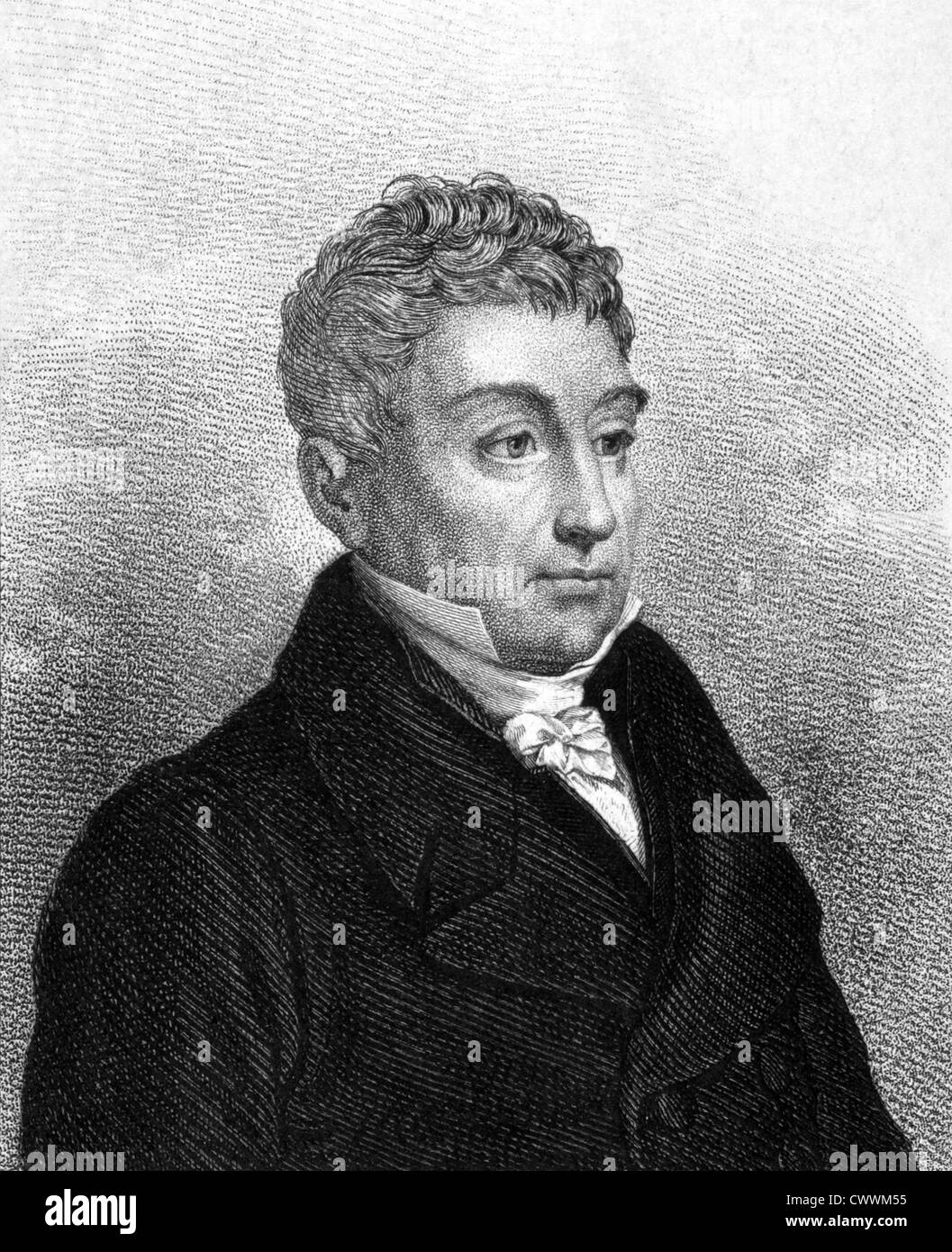 Gilbert du Motier marquis de Lafayette (1757-1834) on engraving from 1859. French aristocrat and military officer. Stock Photo