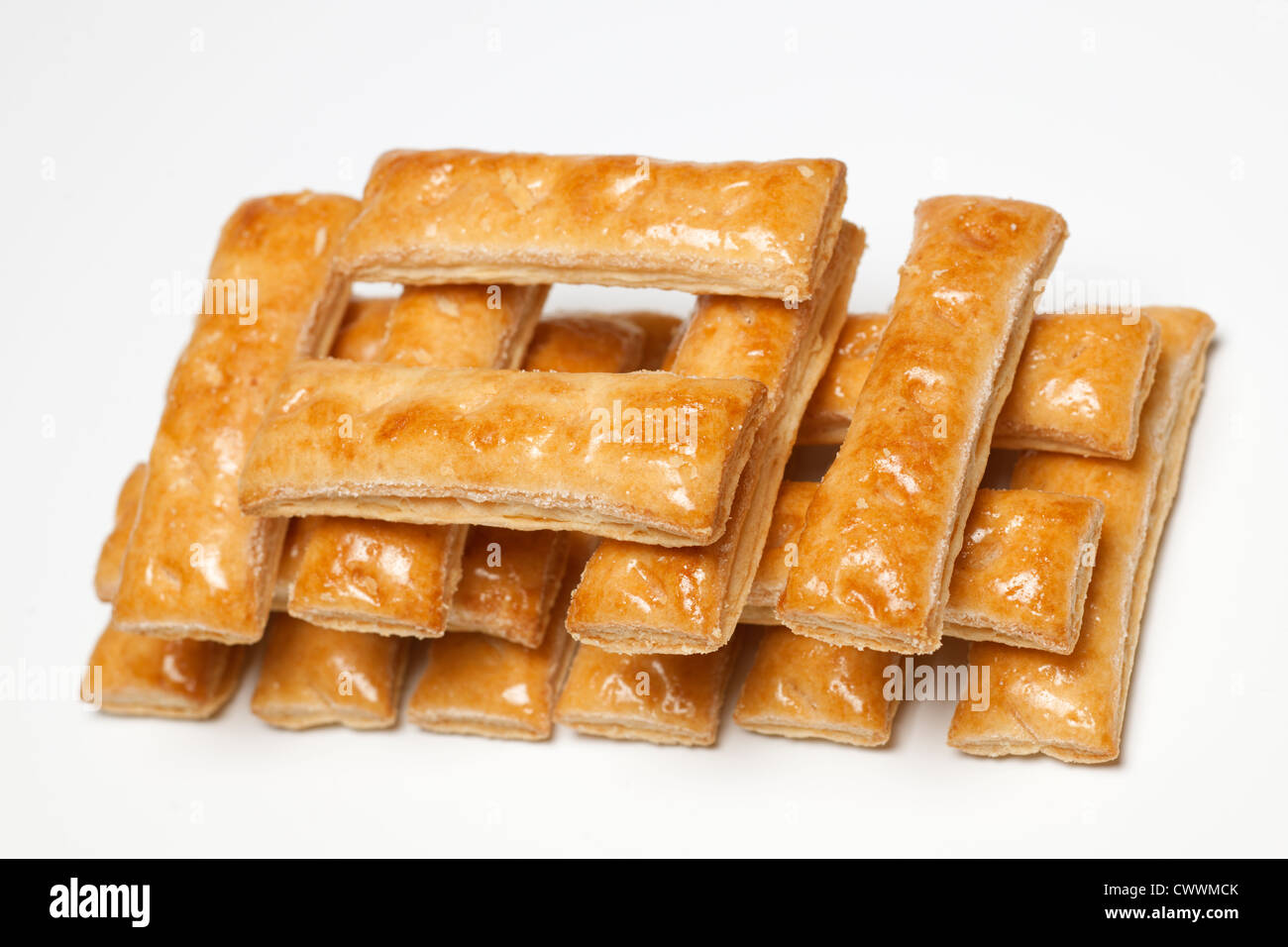 Stack of puff pastry fingers Stock Photo