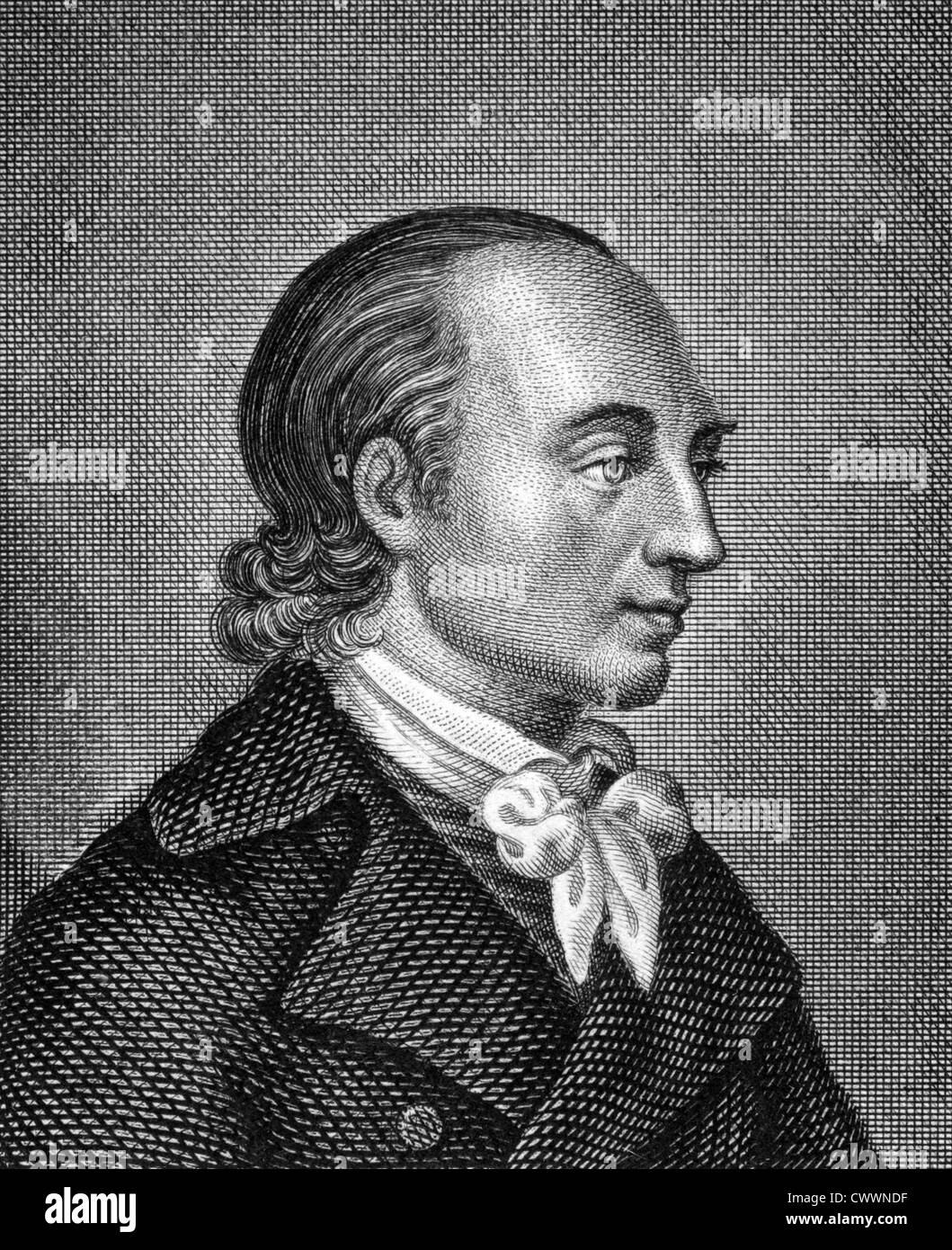 Johann Heinrich Voss (1751-1826) on engraving from 1859. German poet translator of the Iliad and Odyssey of Homer. Stock Photo