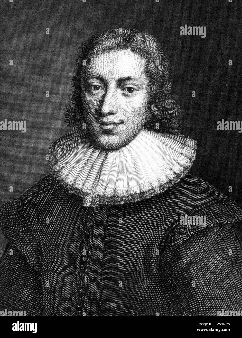 John Milton (1608-1674) on engraving from 1859. English poet, polemicist, a scholarly man of letters, and a civil servant. Stock Photo