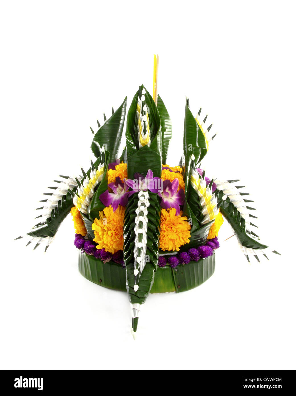 Loy kratong Festival in Thailand, on white background Stock Photo