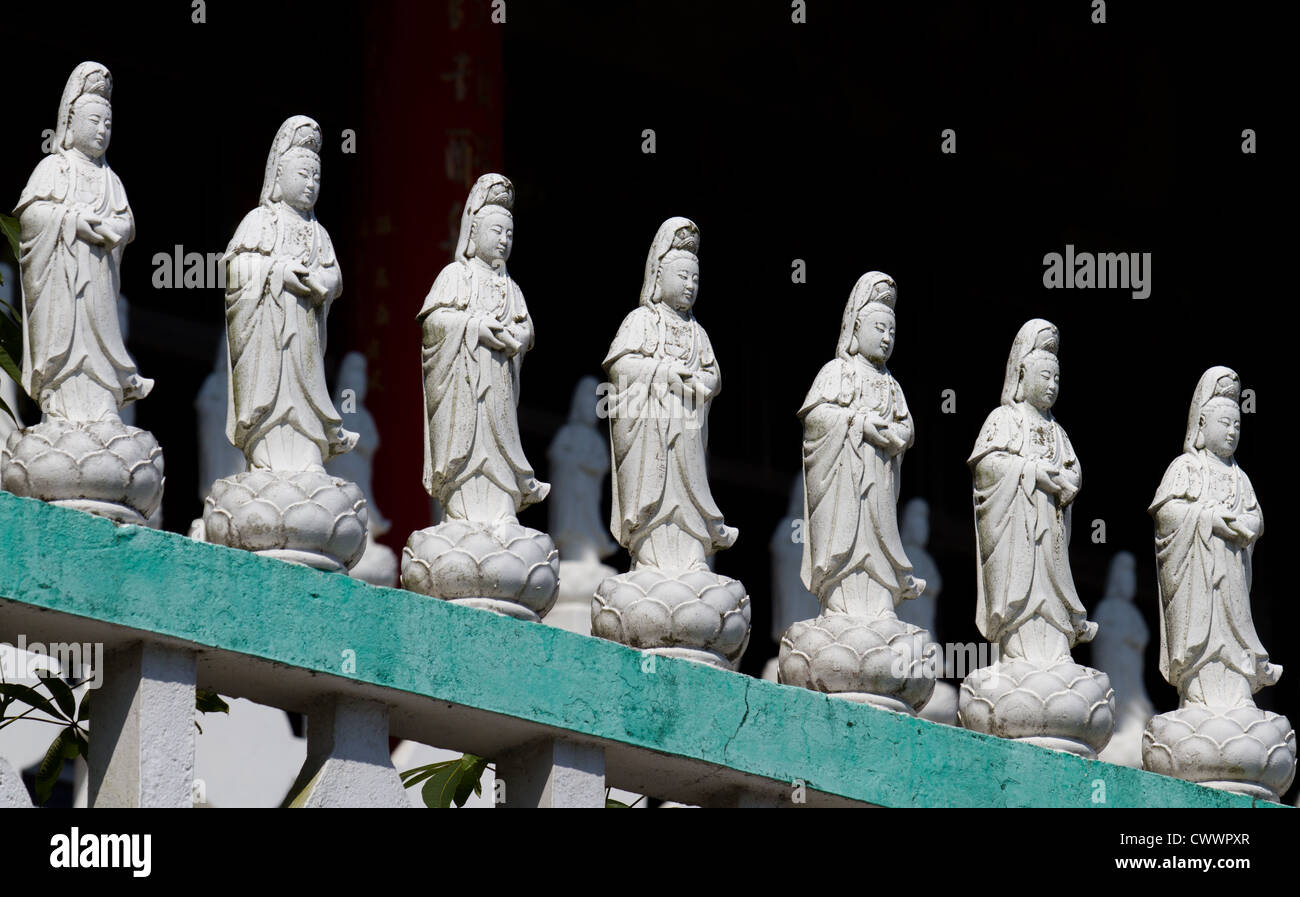 Hundreds of figures of Guanyin, the goddess of mercy, line a temple in Taidong on Taiwan's East Coast. Stock Photo