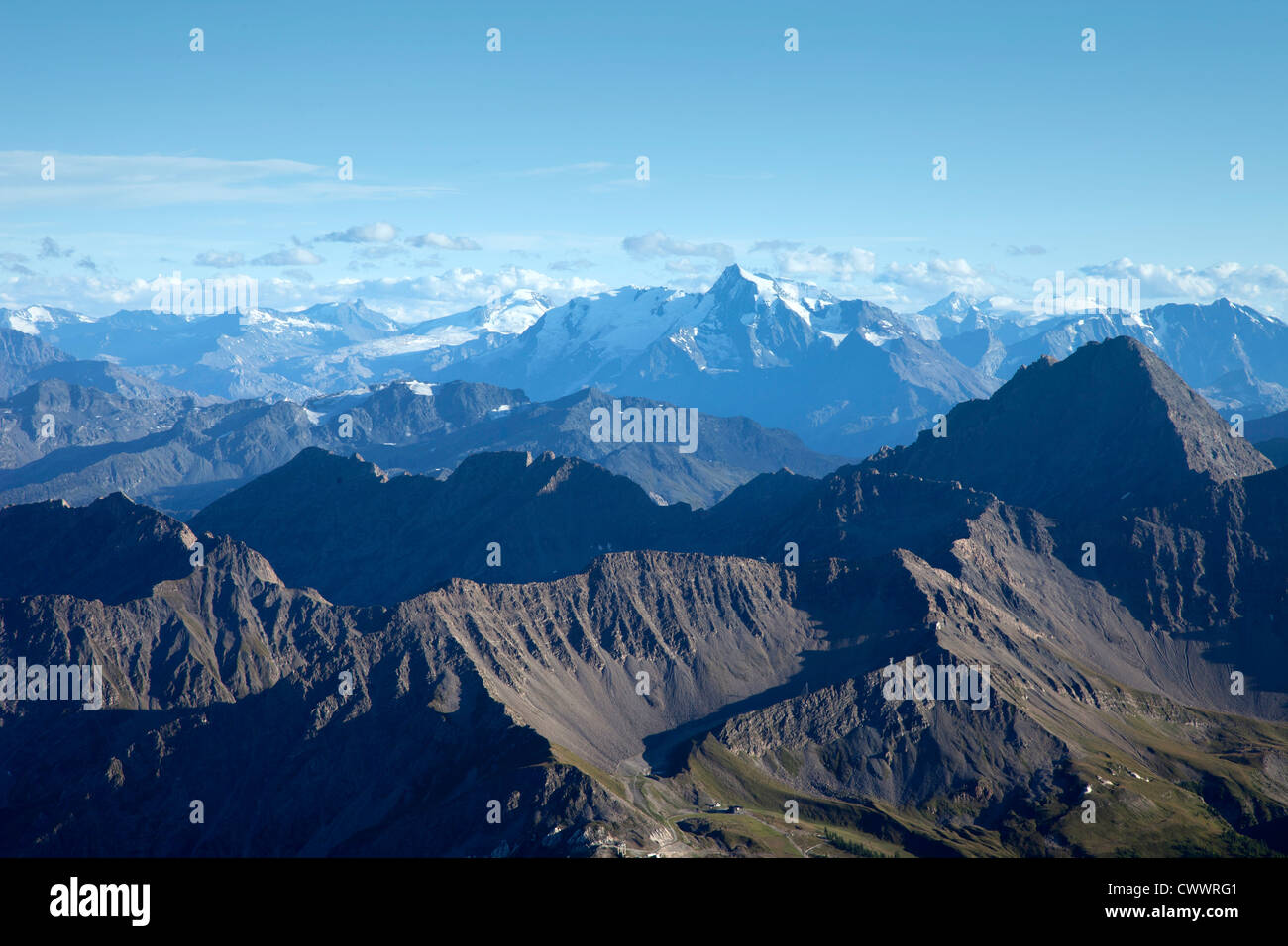Aerial view of mountain ranges Stock Photo