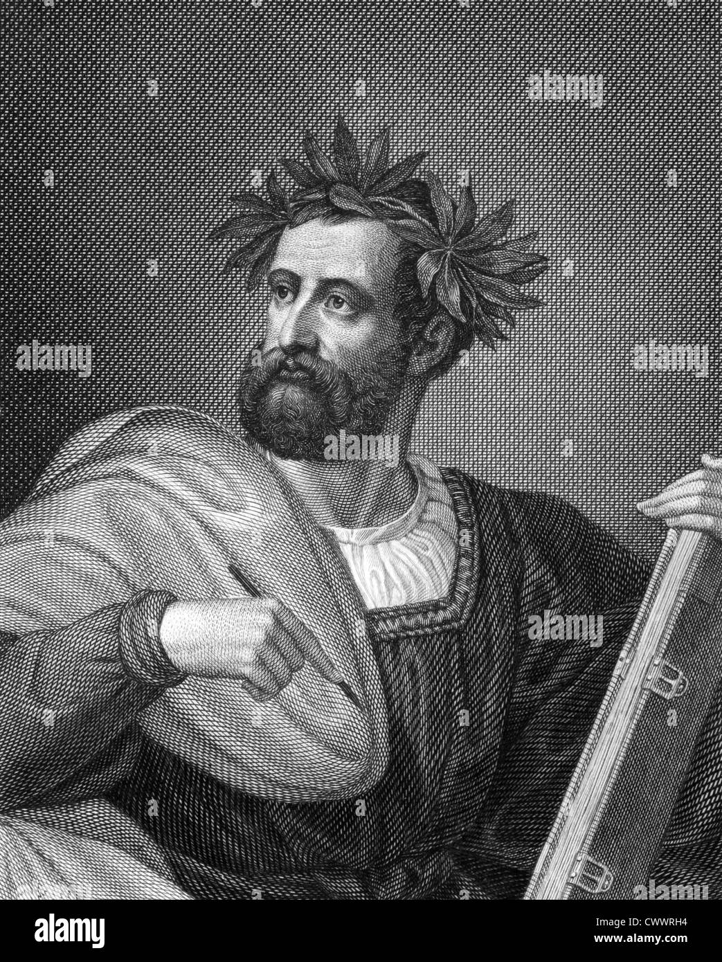 Ludovico Ariosto (1474-1533) on engraving from 1859. Italian poet. Stock Photo