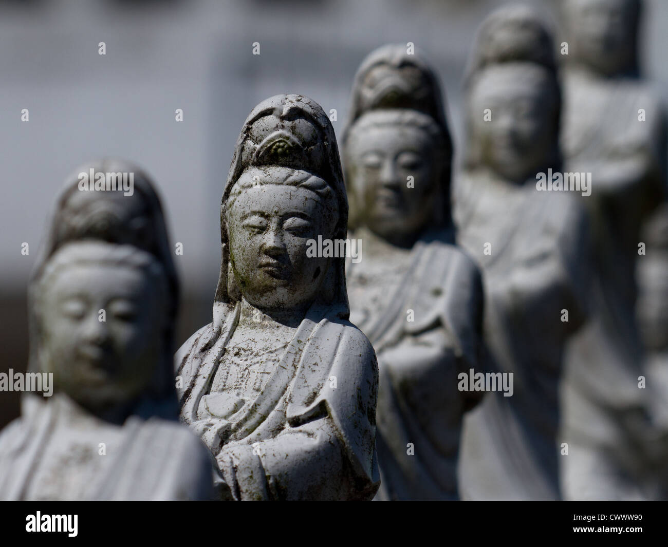 Hundreds of figures of Guanyin, the goddess of mercy, line a temple in Taidong on Taiwan's East Coast. Stock Photo